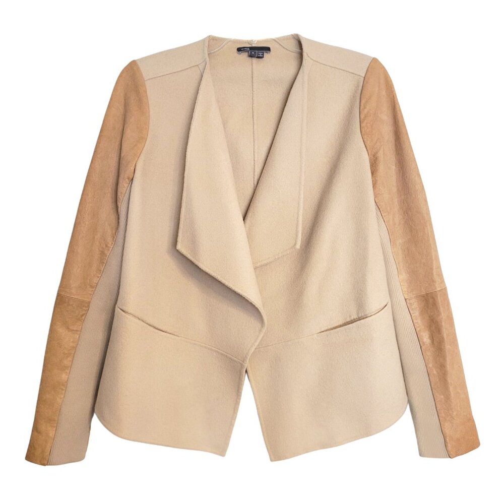 Vince Wool and Lamb Leather Draped Jacket